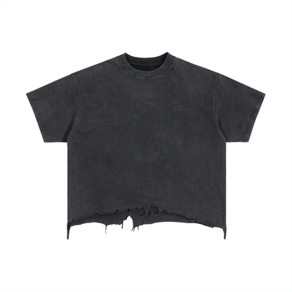Vintage Wash Boxy Distressed Hem T-Shirt