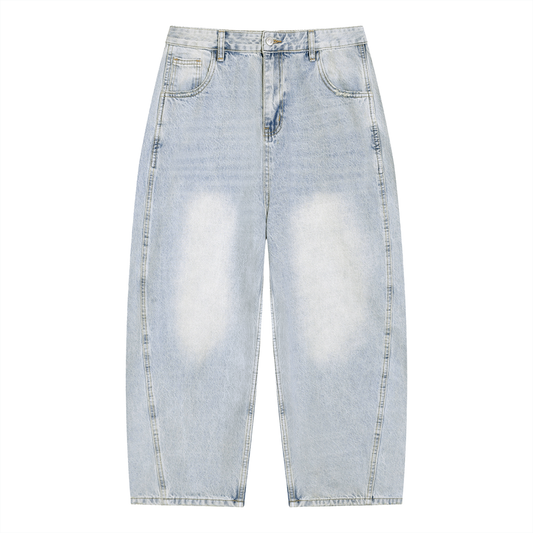Meen Vintage Wash Sunfade Barrel Leg Jeans
