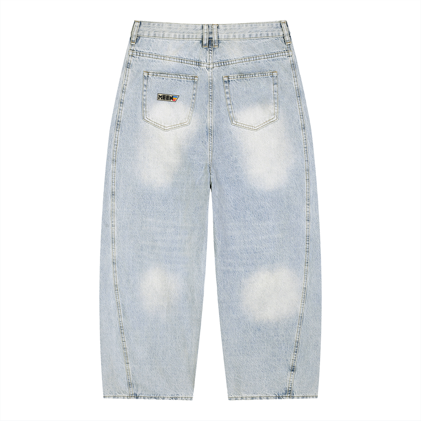 Meen Vintage Wash Sunfade Barrel Leg Jeans